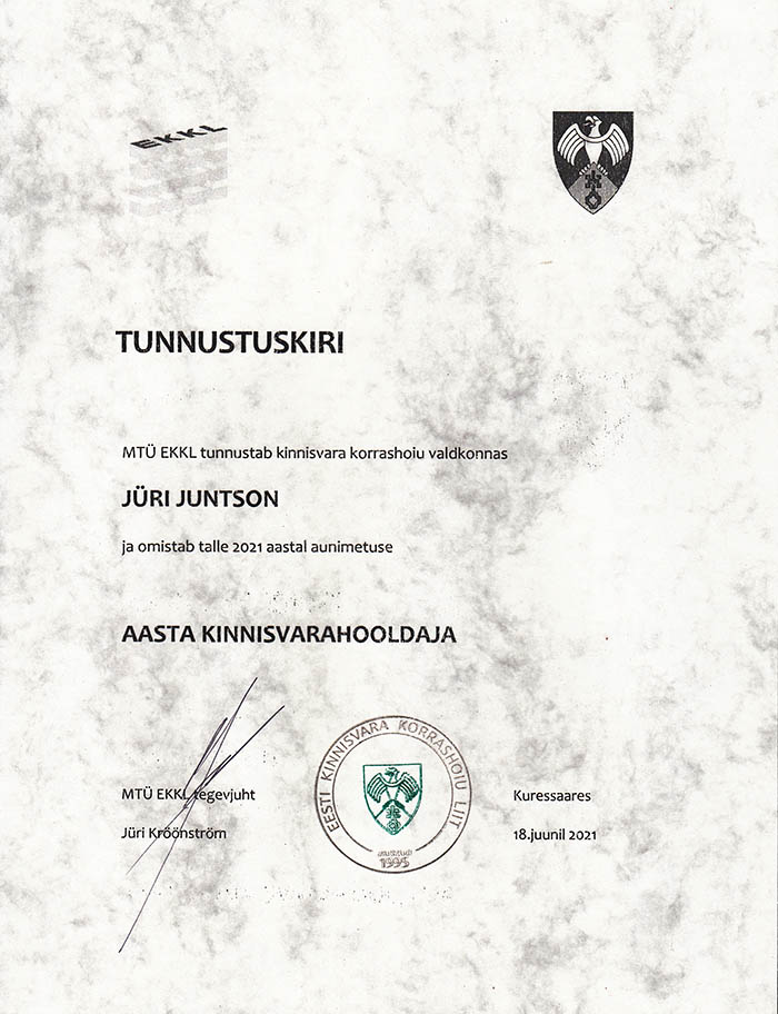 Jüri Juntson – Aasta kinnisvarahooldaja 2021